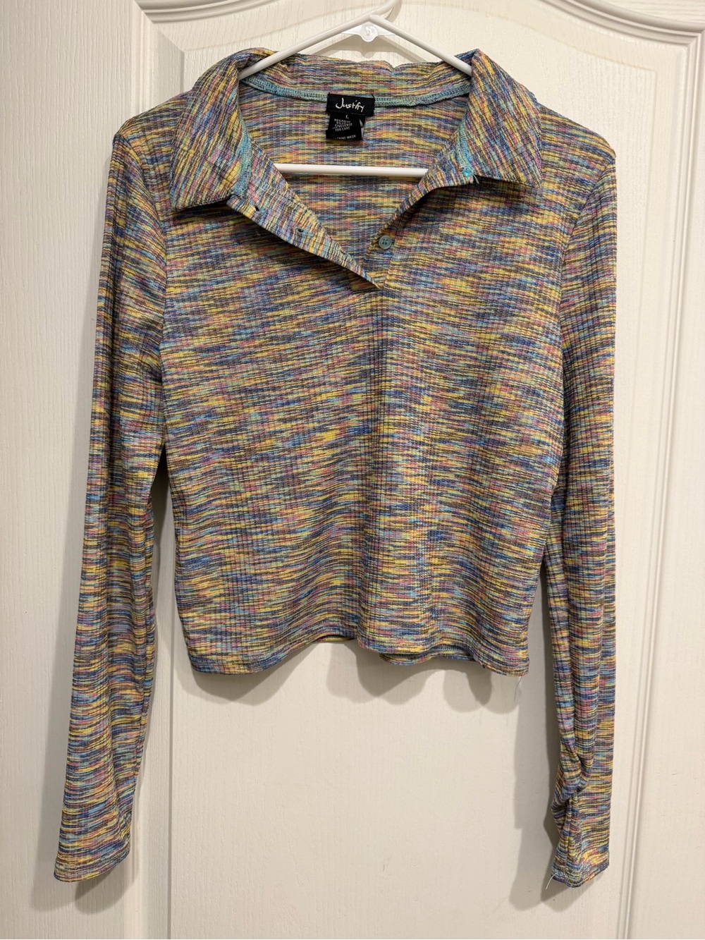 Justify Multicolor Ribbed Long-Sleeve Polo